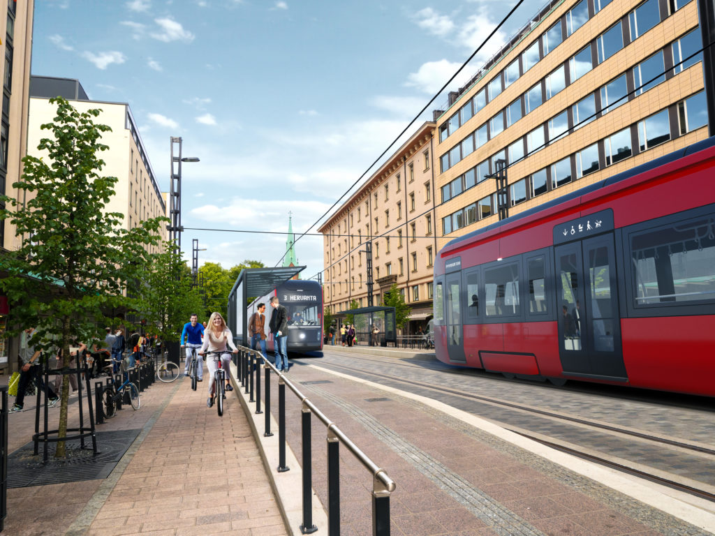 Havainnekuva Tampereen Ratikasta Tuulensuussa