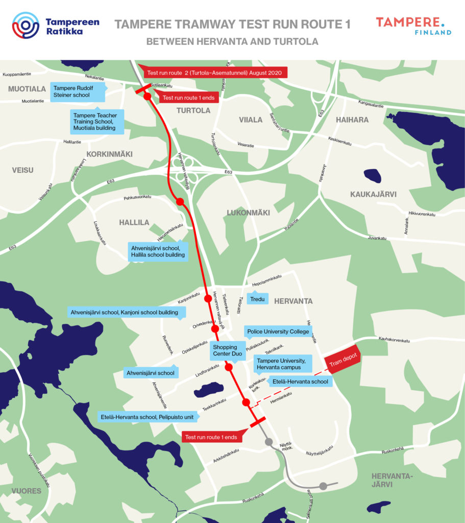 Tampere Tramway test run route 1