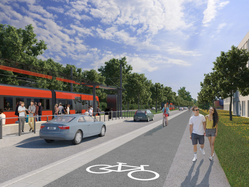 Tampereen Ratikan havainnekuva: Ylöjärvi, Leijapuisto - Kuruntie etelään