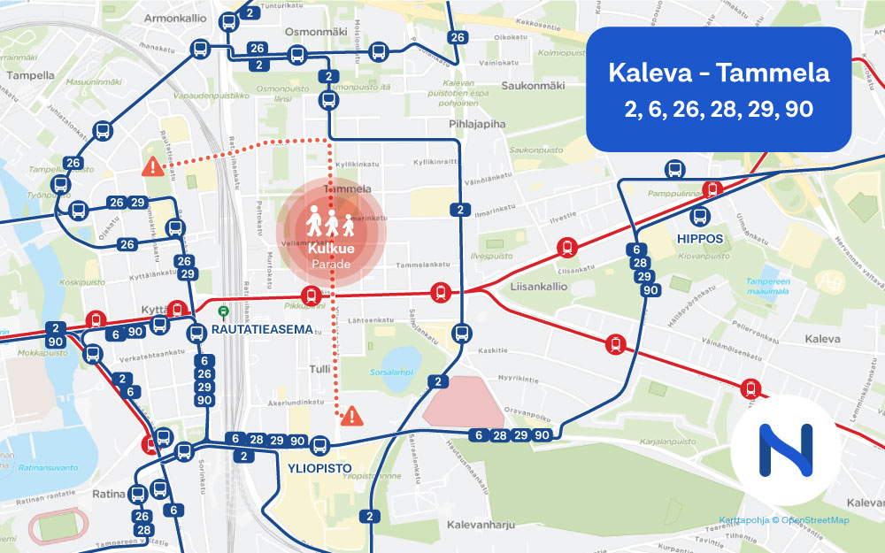 Nyssen poikkeusreitit 13. elokuuta 2022