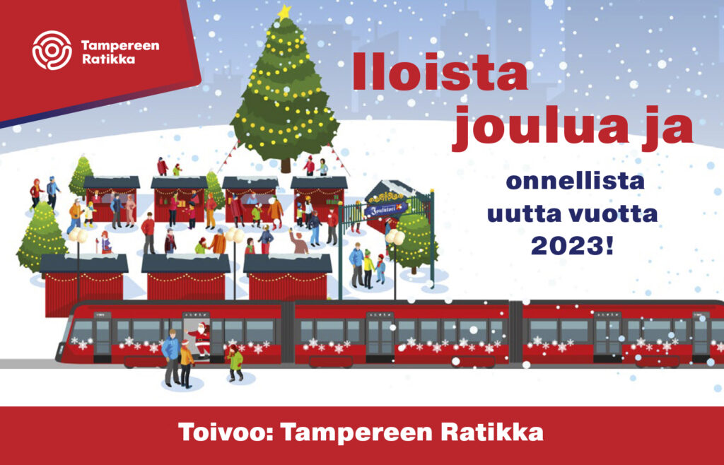 Tampereen Ratikan joulukortti