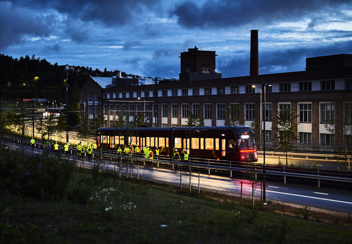 Tampereen Ratikka koeajoissa 3.7.2023.