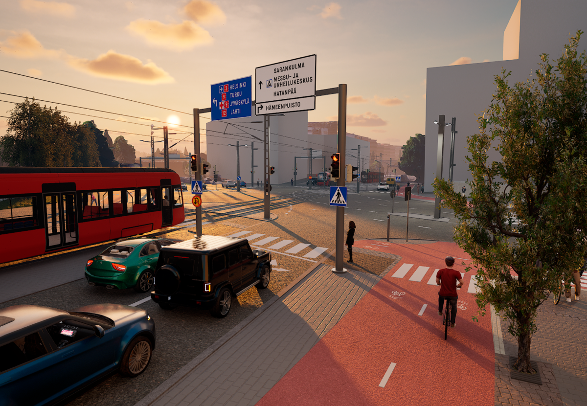 Havainnekuva Hatanpään valtatiestä vuonna 2028