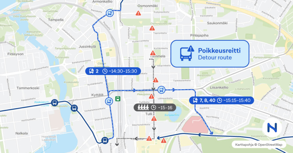 Poikkeusreitit 31.1.2026