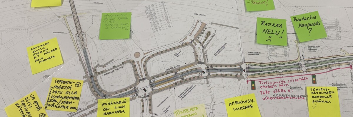 kuva sidostyöryhmän huomioista kartalla