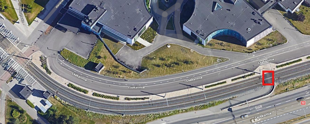 Lääkärintien takuutöiden alue ilmakuvassa 