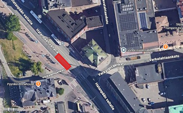Työalue Hatanpään valtatiellä